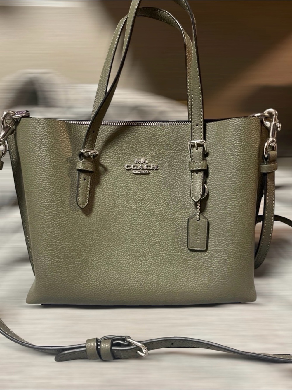 Coach Mollie Tote Bag 25 in Military Green.